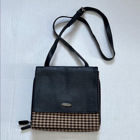 Longaberger Handbags - Longaberger homestead black/tan gingham shoulder bag
